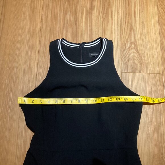 Banana Republic Black Dress Size 4 Petite White Stripe Neck Detail - Picture 14 of 16